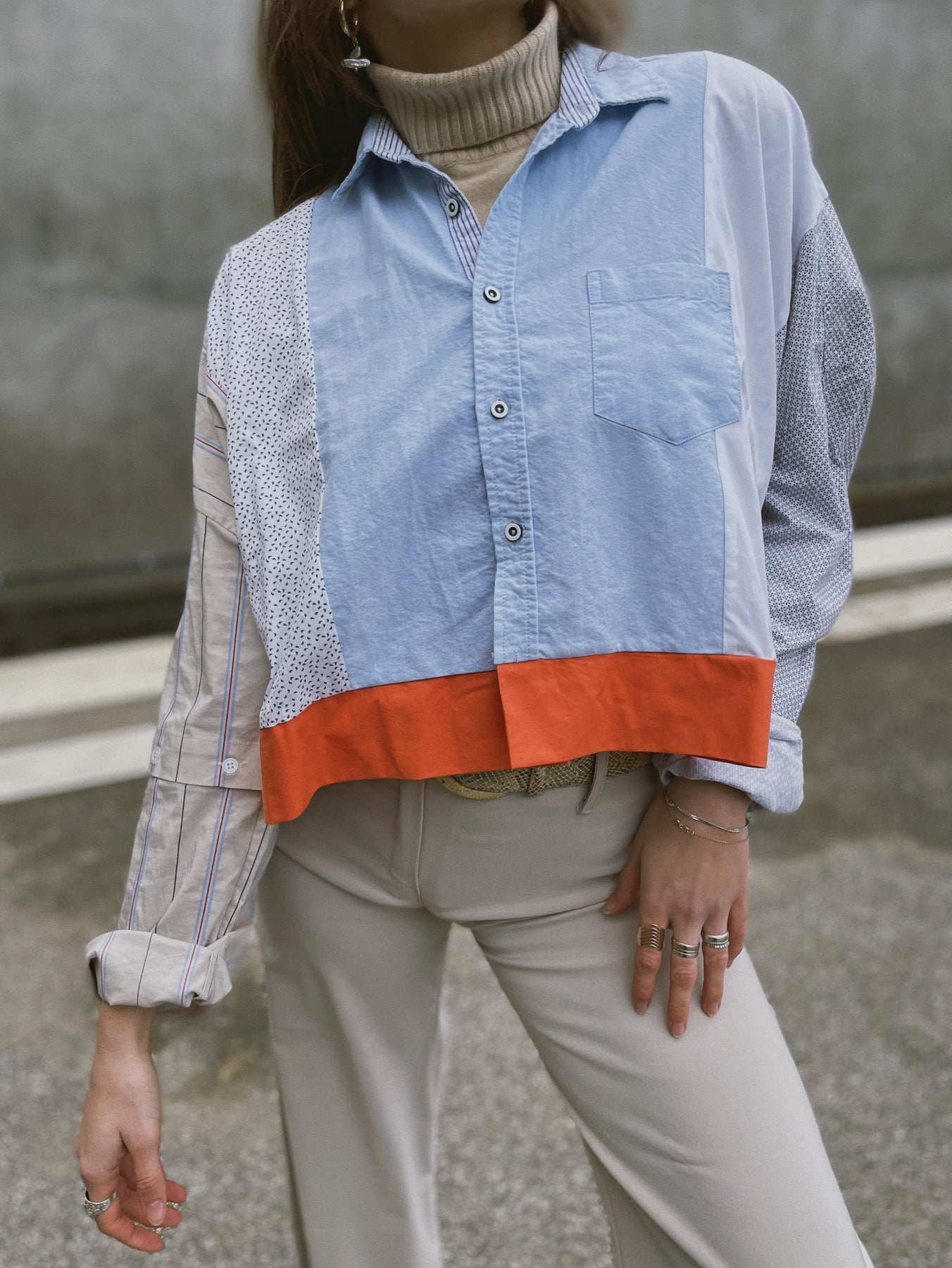 Nonoi Studio Blouson // Hellblau + Orange // Onesize